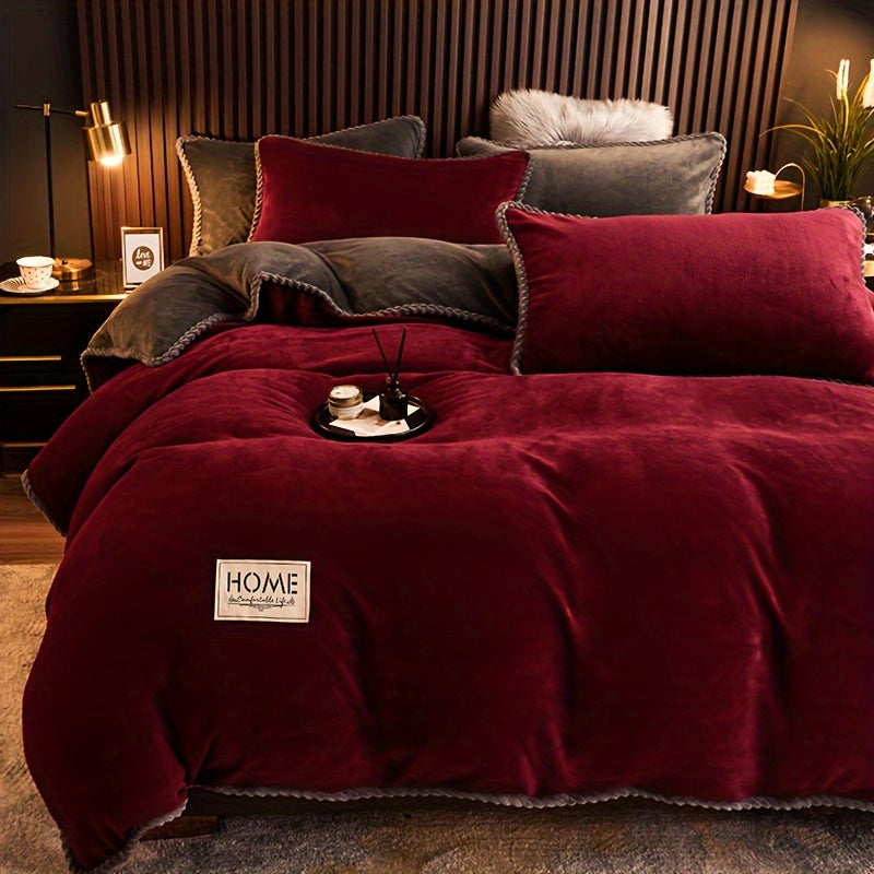 Reversible Velvet Duvet Cover with Coral Fleece Blanket for Warmth and Comfort