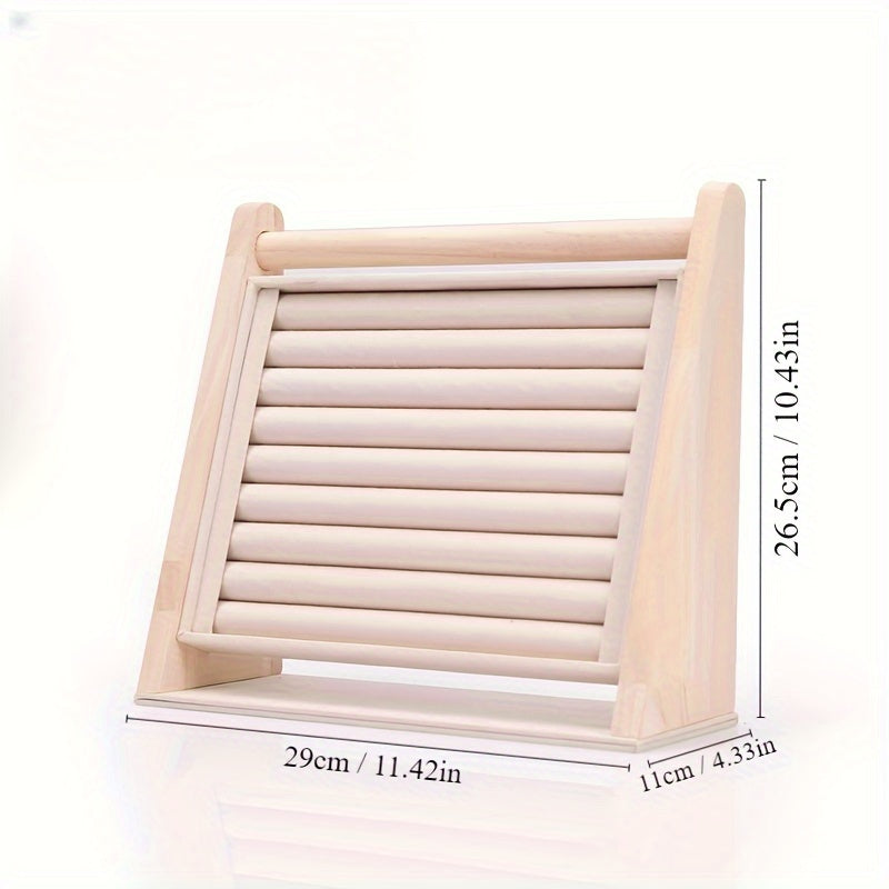 Beveled Rubber Wood Earring Display Stand for Jewelry Storage