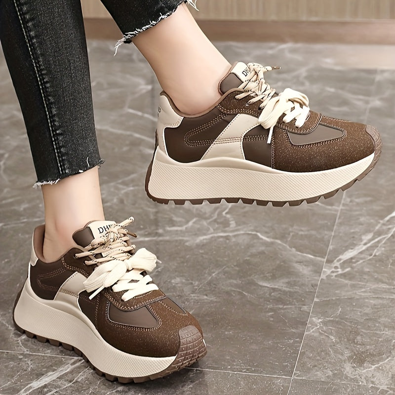 Women's Casual Sneakers with Chunky Soles and Rubber Outsole