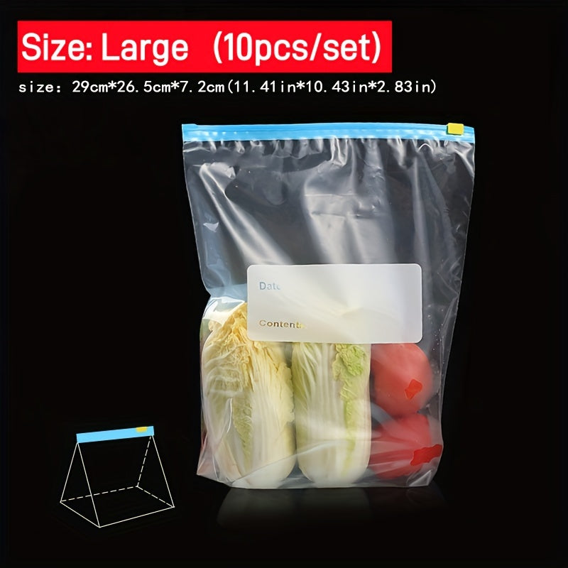 Мешки для хранения в малом (20 шт.), среднем (15 шт.) и большом (10 шт.) размерах. Застежки-молнии и для сохранения свежести для хранения продуктов, включая фрукты, зерно, овощи и мясо. Идеально подходят для кухни.