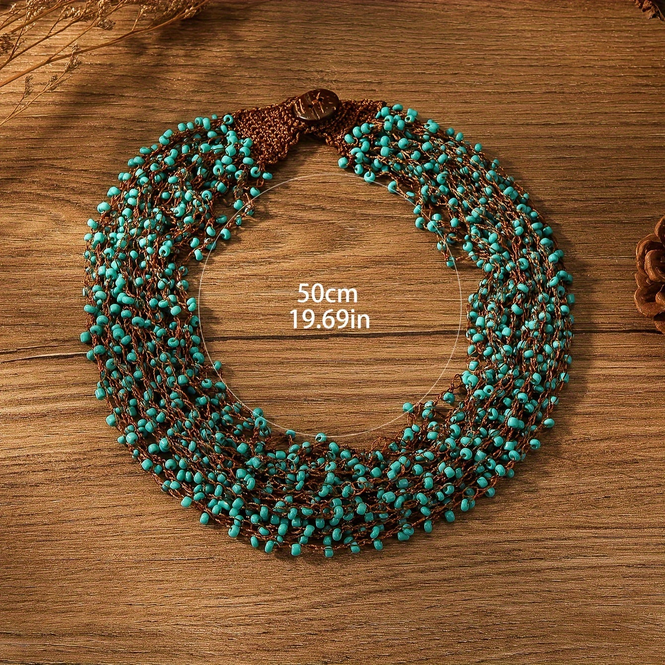 Collar de cuentas de crochet estilo boho hecho a mano para vacaciones joyería única