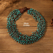 Boho Style Crochet Beaded Necklace Handmade for Holidays Unique Jewelry