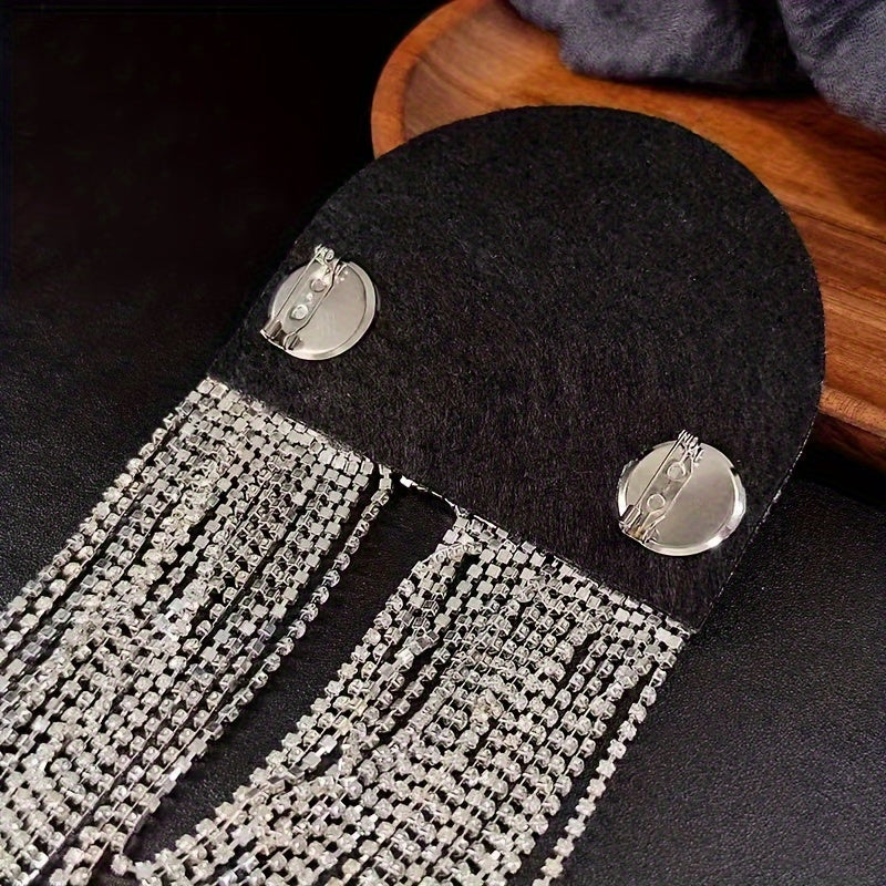 Beaded Tassel Brooch Rhinestone Retro Style for Jackets and Suits