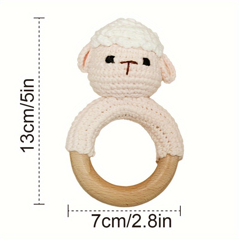 Baby Crochet Sleep Rattle Toy Soft Knit Animal Doll for Soothing and Chewing