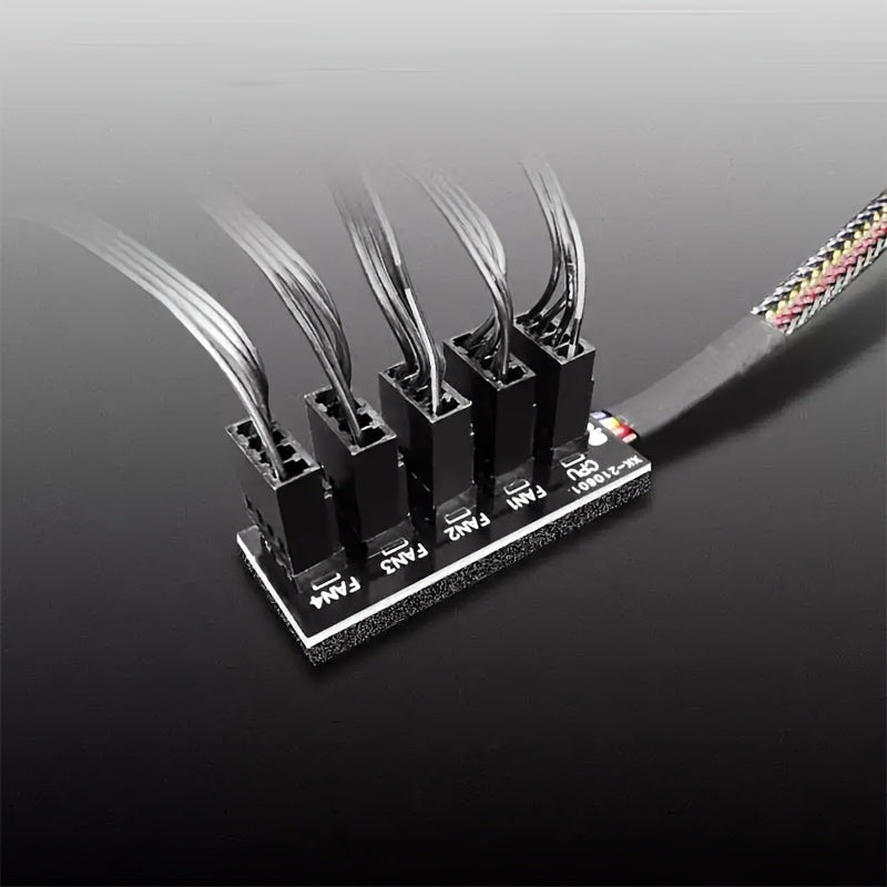 USB-Powered 5-Way Fan Controller with PWM Temperature Control Max 36V Adhesive Backing
