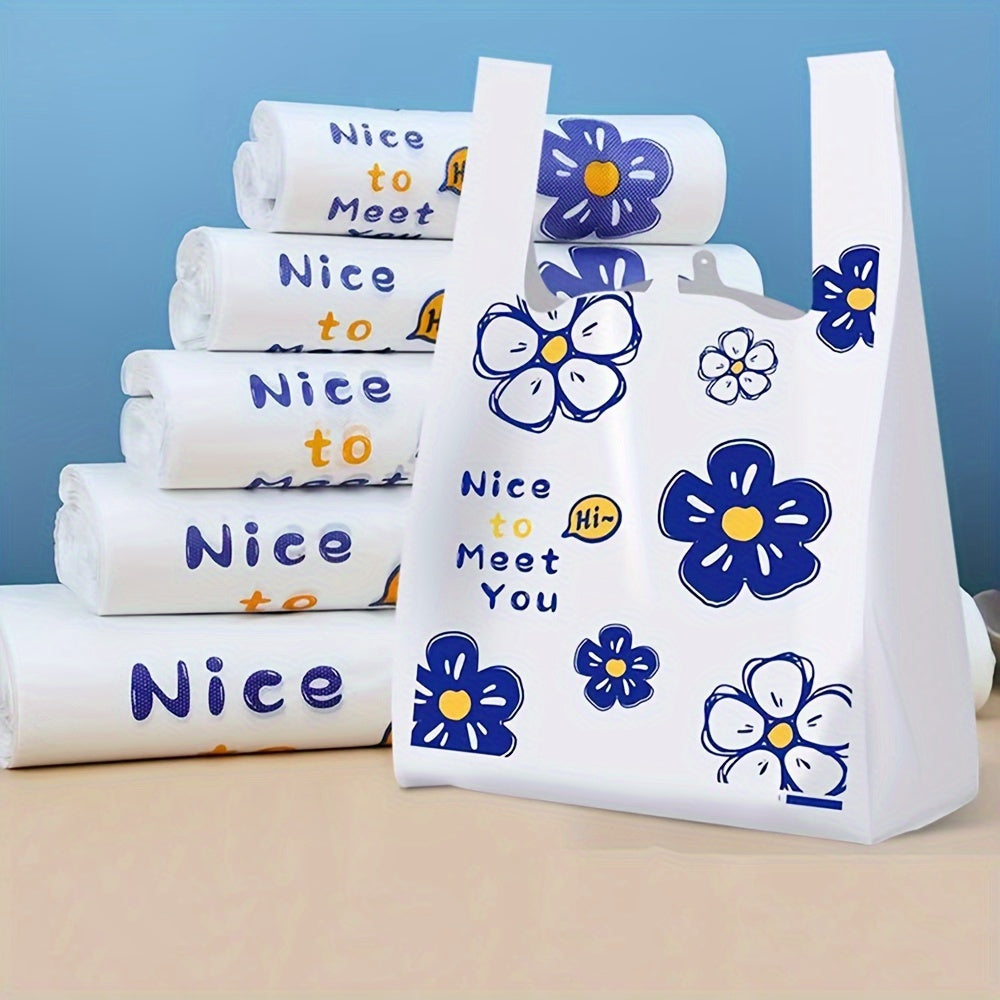 50 Pack Durable Plastic Tote Bags for Shopping and Gifting