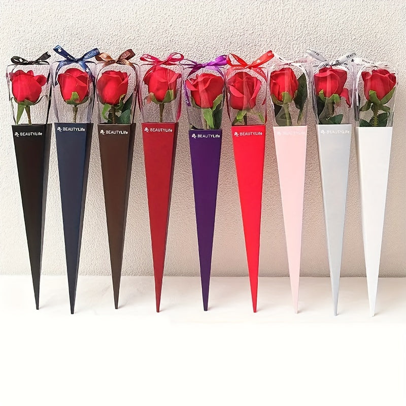 Элегантные складные подарочные коробки для букетов из ПВХ к Дню святого Валентина и Дню матери, набор 10