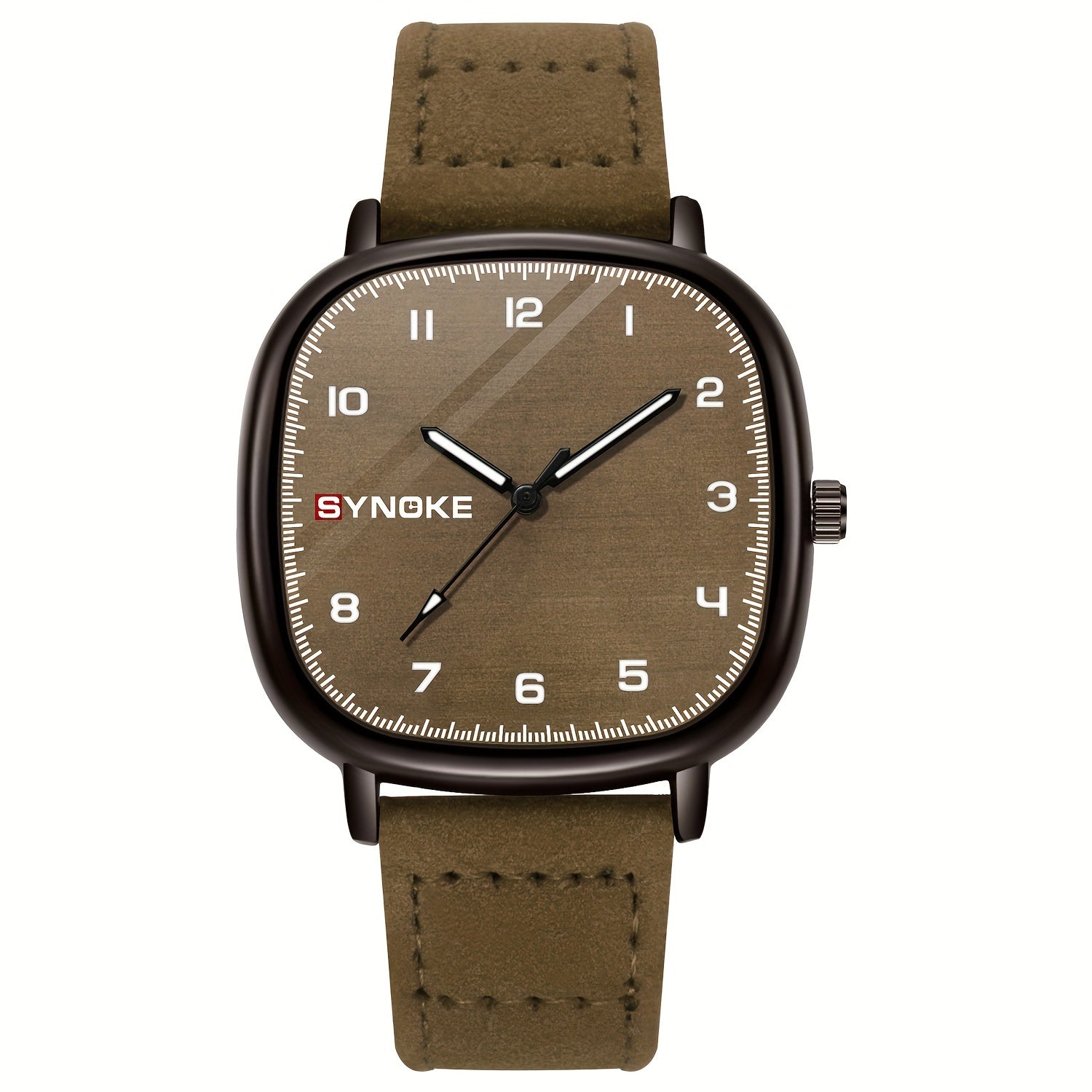 Men's Retro Army Green Quartz Watch Minimalist Sports Square Alloy Case Synthetic Leather Strap Not Waterproof