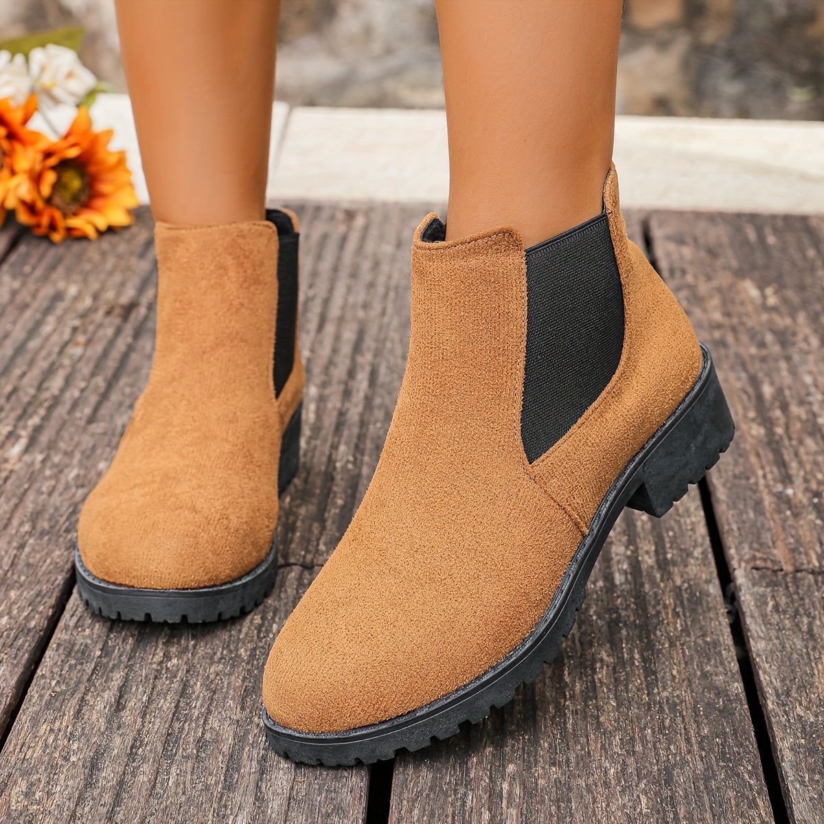 Women's Ankle Boots Leather Mid-Heel Casual Dress Shoes Black Blue Green Brown