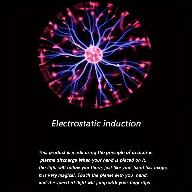 Modern Plasma Ball Lamp Touch Sound Sensitive Interactive Lightning Effects Crystal Shade USB Powered Battery Operable
