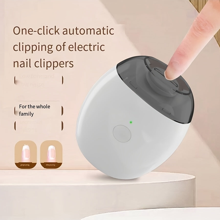 Portable Electric Nail Trimmer with USB Rechargeable Battery and LED Light