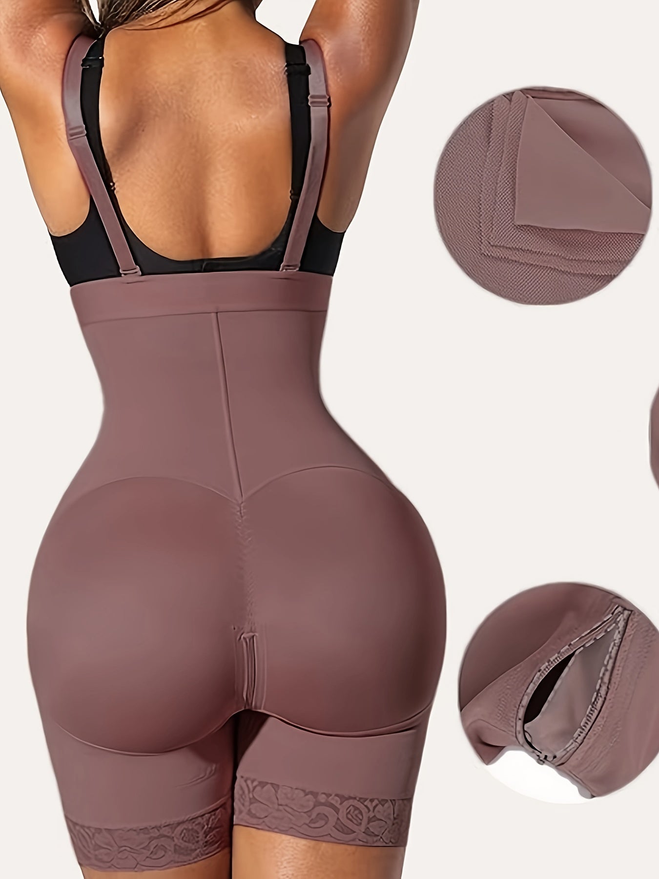 Трусики-слип с высокой талией для моделирования фигуры, с застежкой-молнией в промежности и подтяжками