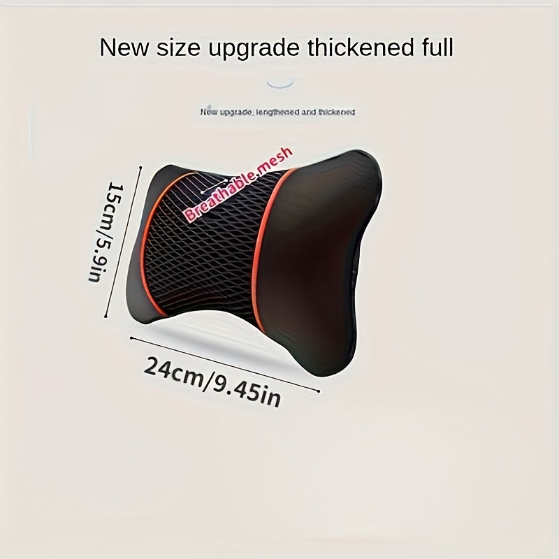 Universal Car Pillow Neck Support Cushion Black PU Leather Knitted Headrest