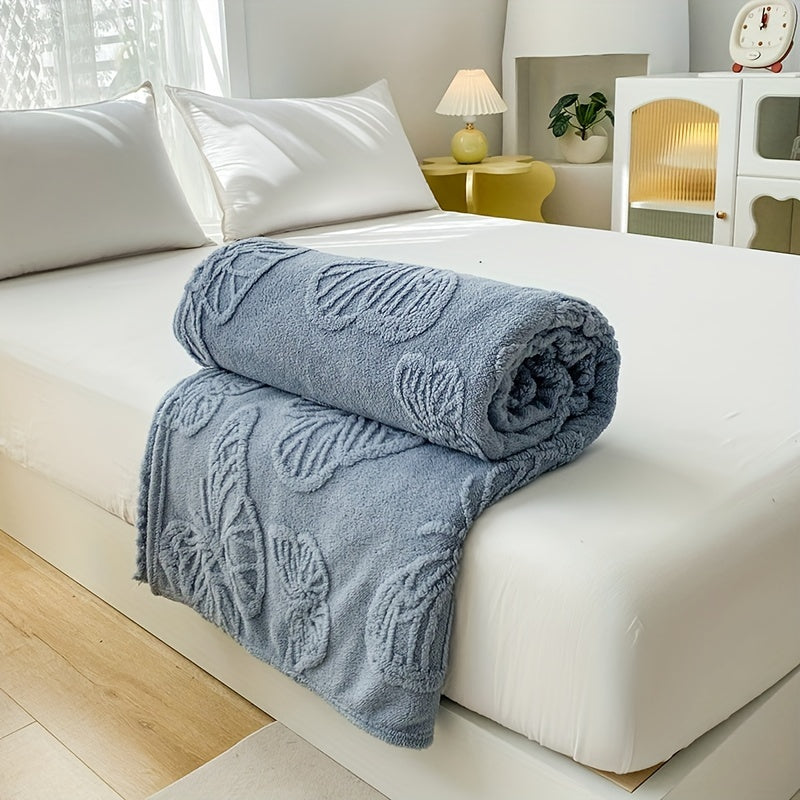 Butterfly Jacquard Taffeta Blanket Plush Flannel Throw for Cozy Year-Round Use