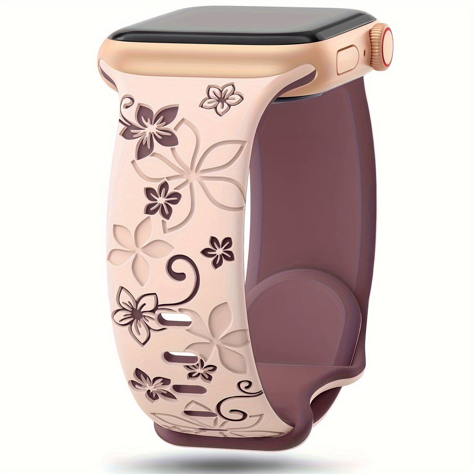Women's Floral Silicone Watch Band for Apple Watch Series SE 9 8 7 6 5 4 3 2 1