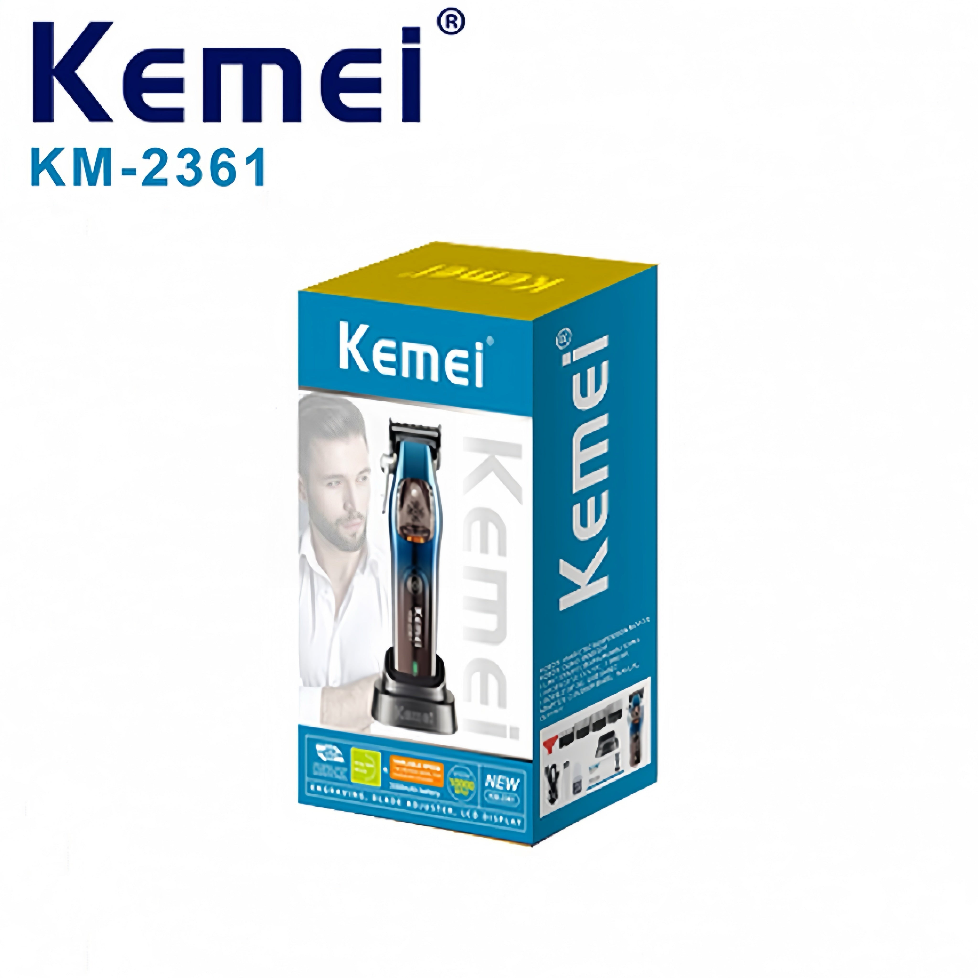 KEMEI km-2361 DLC Qayta to'ldiriladigan soch kesgich, 10000rpm Clipper bilan