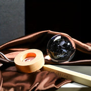 Crystal Ball with Wooden Light Base for Home Decor or Gift 5.99 cm