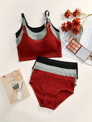 Tricolor Lingerie Set for Women with Adjustable Straps and Soft Fabric