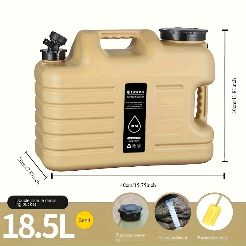Cubo de agua resistente para exteriores con grifo 18.5L recipiente de plástico para acampar y hogar