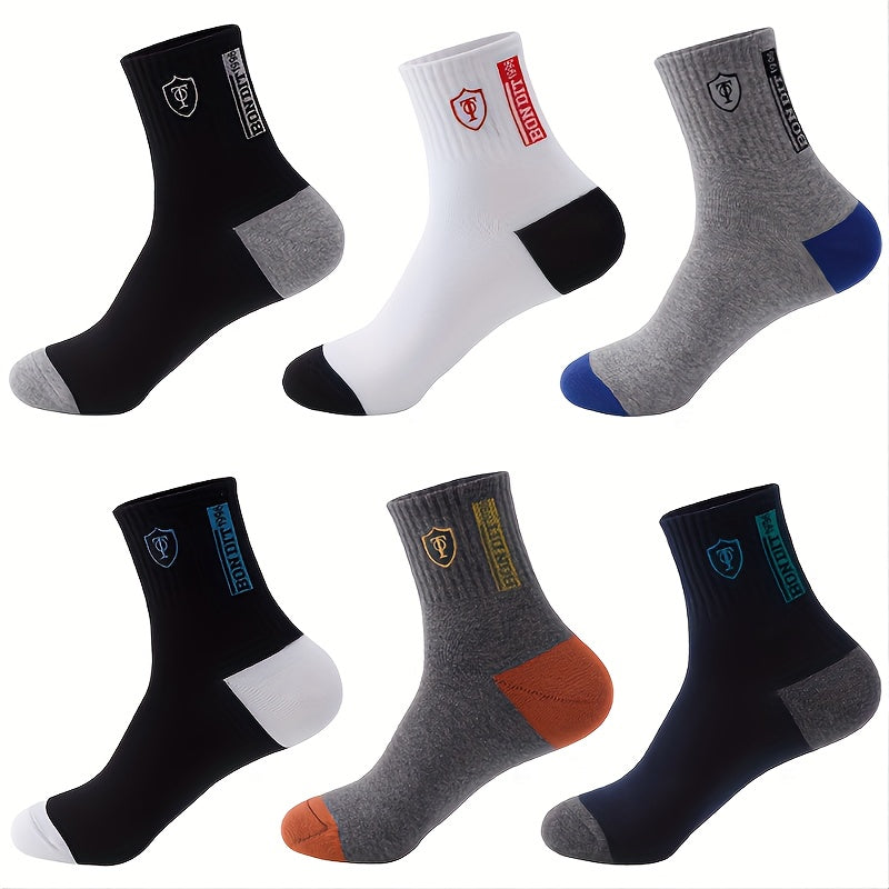 Men's Hiking Socks 5 Pairs Sweat-Wicking Anti-Odor Knit Crew for Outdoor Activities