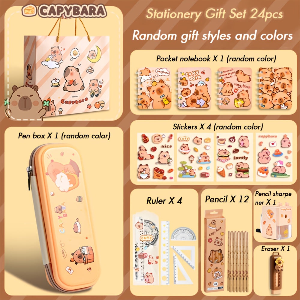 Capybara Themed Stationery Gift Set Notebooks Pens Paper Clips Accessories for Students and Animal Lovers