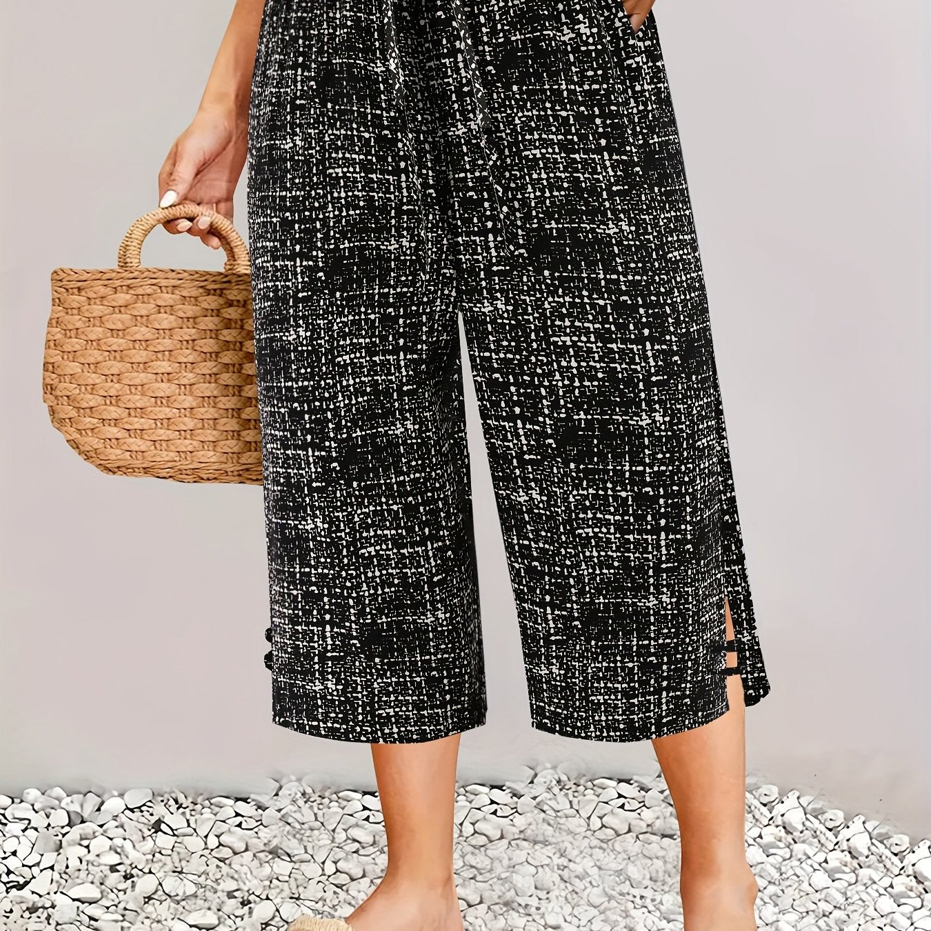 Women's Wide-Leg Pants Breathable Non-Stretch Summer Trousers Formal Casual