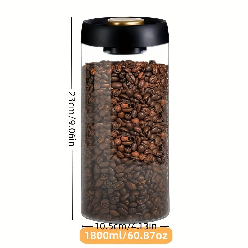 Glass Storage Jar With Pressure Pump For Coffee Beans Tea Nuts Grains