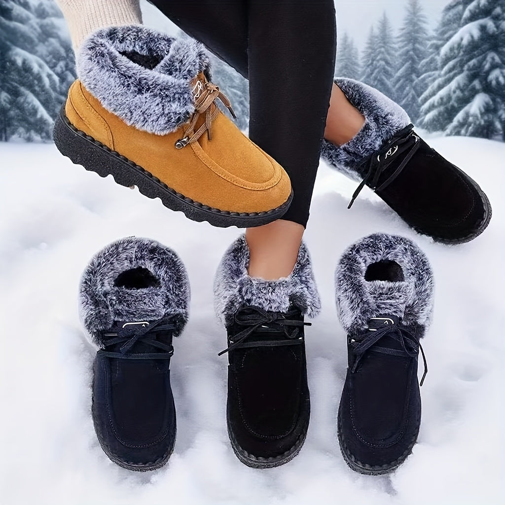 Women's Snow Boots Fleece Lined Waterproof Short Warm Casual Shoes