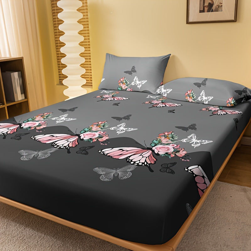 Floral Print Fitted Sheet Soft Comfortable Bedding Deep Pocket Mattress Protector