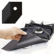 8pcs Black Gas Stove Protectors Reusable Non-Stick Quick Cleaning Liners 10.6x10.6 Inches