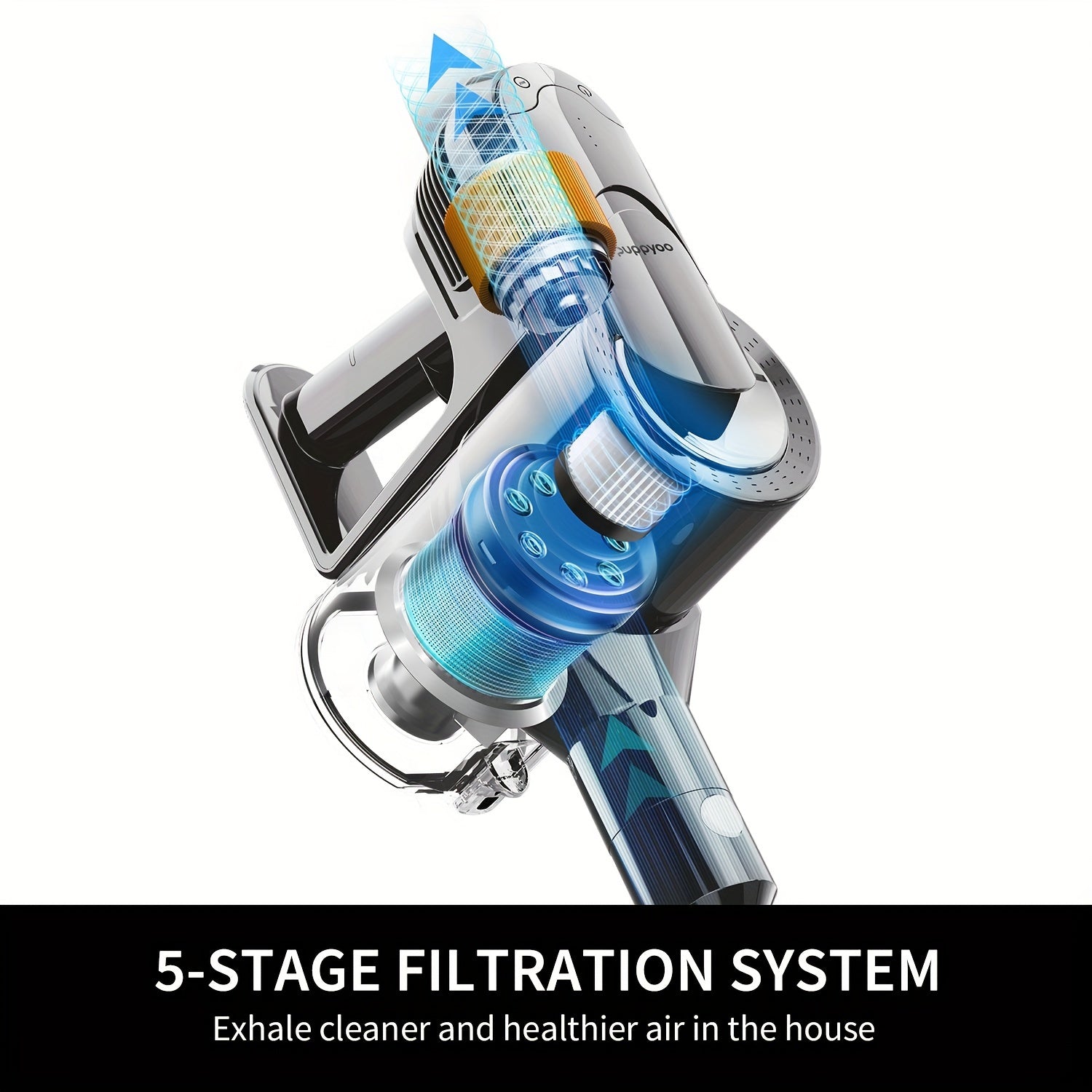 Cordless Stick Vacuum Cleaner with 20000Pa Suction Lightweight Rechargeable for Home Car Pet Hair Removal