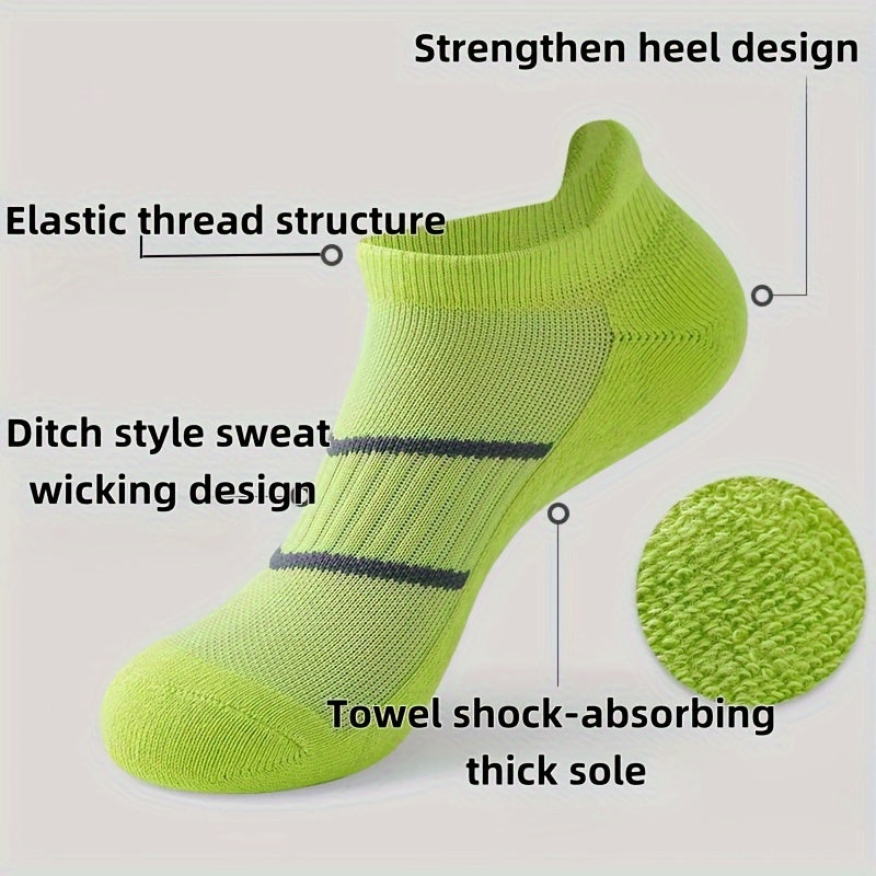 7-Pack Unisex Performance Sports Socks Cushioned Breathable Polyester Spandex Striped