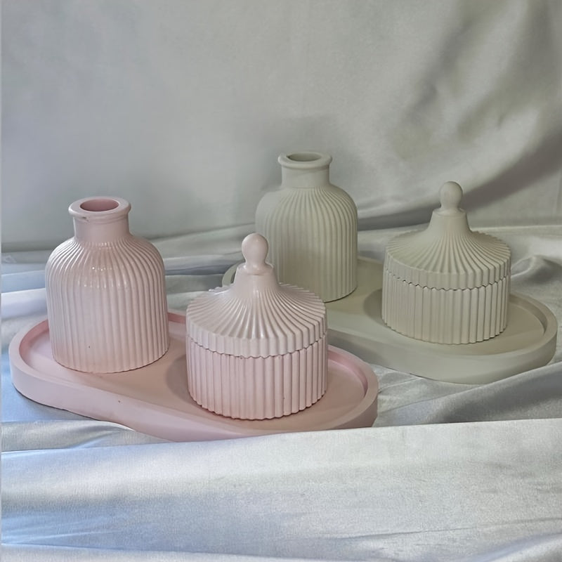 Silicone Mold Set for Epoxy Resin Crafts Oval and Round Candle Holders Jewelry Making