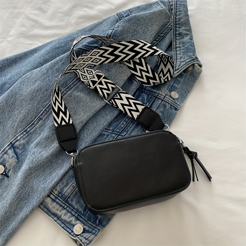 Women's Quilted Monogram Camera Bag in Black Beige Pink Khaki with Zipper Closure