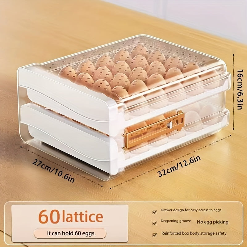 Egg Storage Box Stackable Plastic Fridge Organizer for 60 Eggs