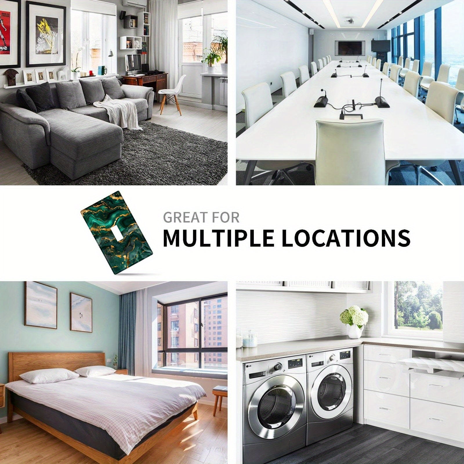 Switch Cover with Emerald and Golden Marble Light for Easy Installation No Batteries Needed