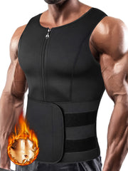 Men's Polyester Compression Tank Top with Zipper and Waist Trainer