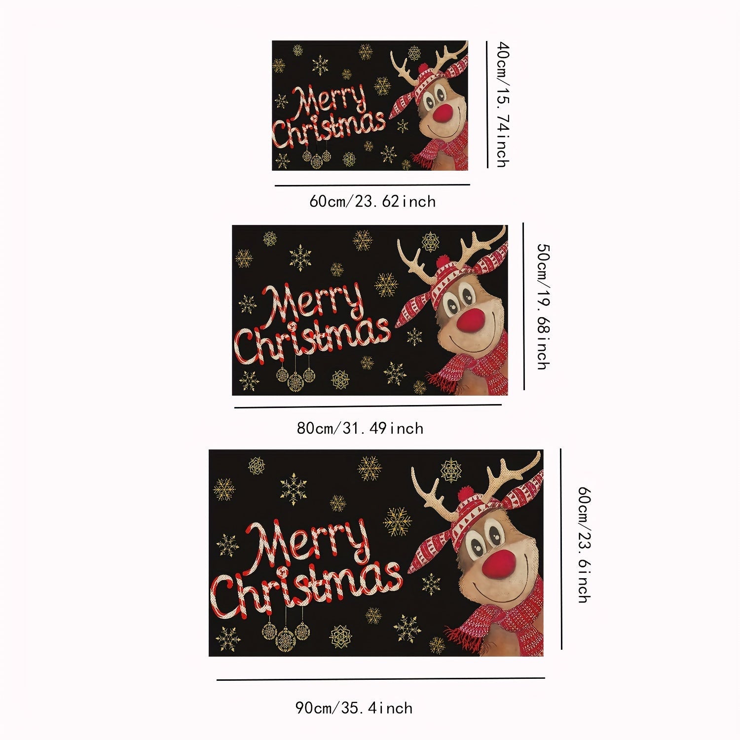 Reindeer Christmas Doormat Indoor Outdoor Welcome Mat Stain-Resistant Polyester