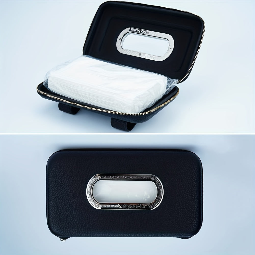 Car Sun Visor Tissue Holder Car Accessory Leather Napkin Box Storage