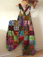 Plus Size Floral Print Jumpsuit Casual Sleeveless Wide Leg Women's Clothing