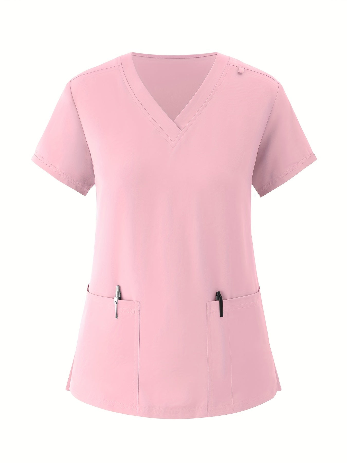 Women's V-Neck Scrub Set Solid Color Breathable Pockets All-Season Workwear