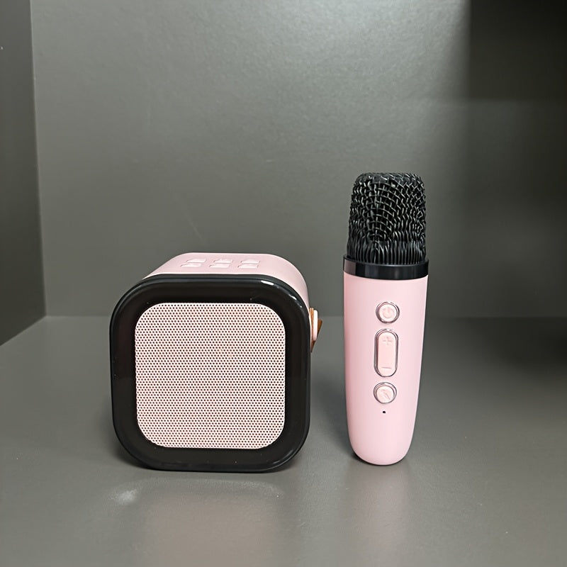 Portable Karaoke Machine with Wireless Microphone LED Lights Voice Change Support TF Card for Family Parties and Adults