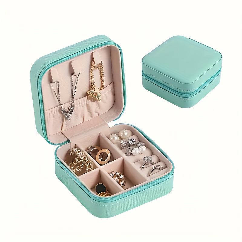 Caja organizadora de joyas de viaje para almacenamiento de collares y anillos