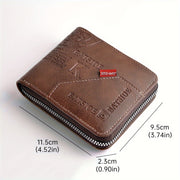Men's Vintage PU Leather Wallet with Retro Letter Embossed Design Light Brown