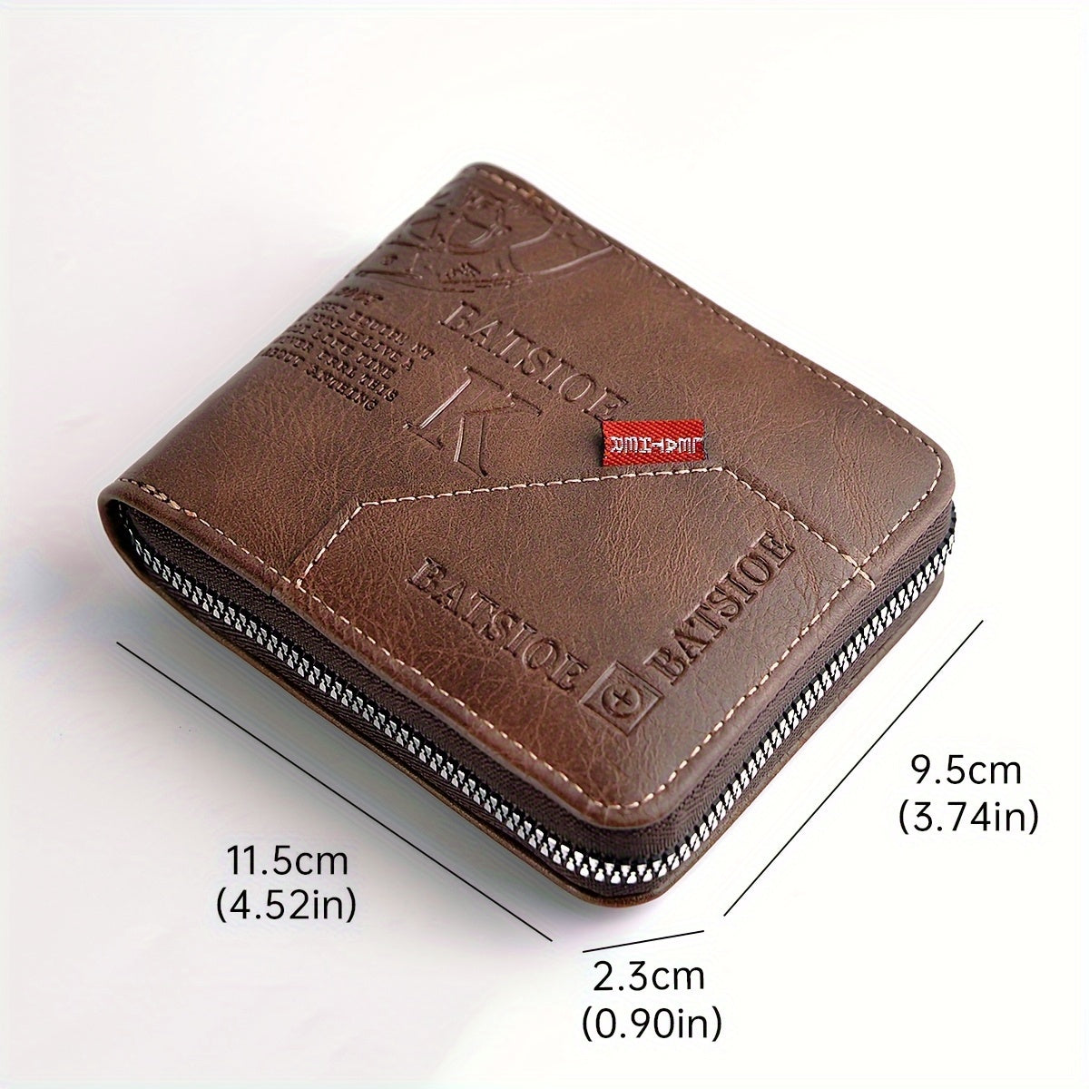 Men's Vintage PU Leather Wallet with Retro Letter Embossed Design Light Brown