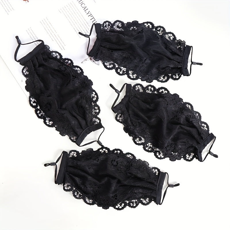 Set of 3 Women's Lace Face Masks Breathable Sun Dust Protection for Fall Winter Outdoor