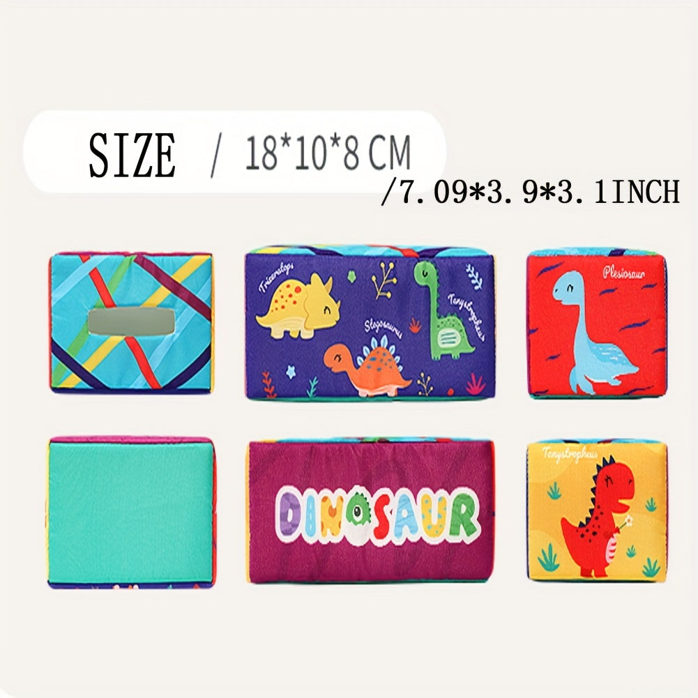 Juguete sensorial para bebés, caja de pañuelos crujientes para infantes, estimulación de alto contraste y aprendizaje