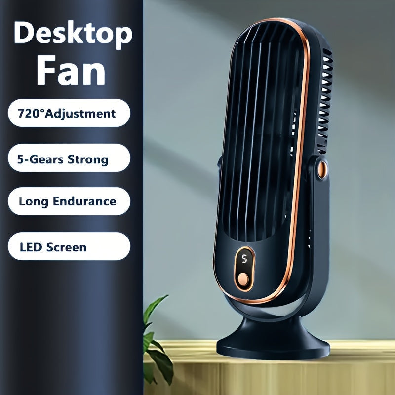 Portable Air Conditioner Fan with Dual Motors, Large Battery, 5-Speed, 720° Surround Air Blower for Office Travel Camping RV