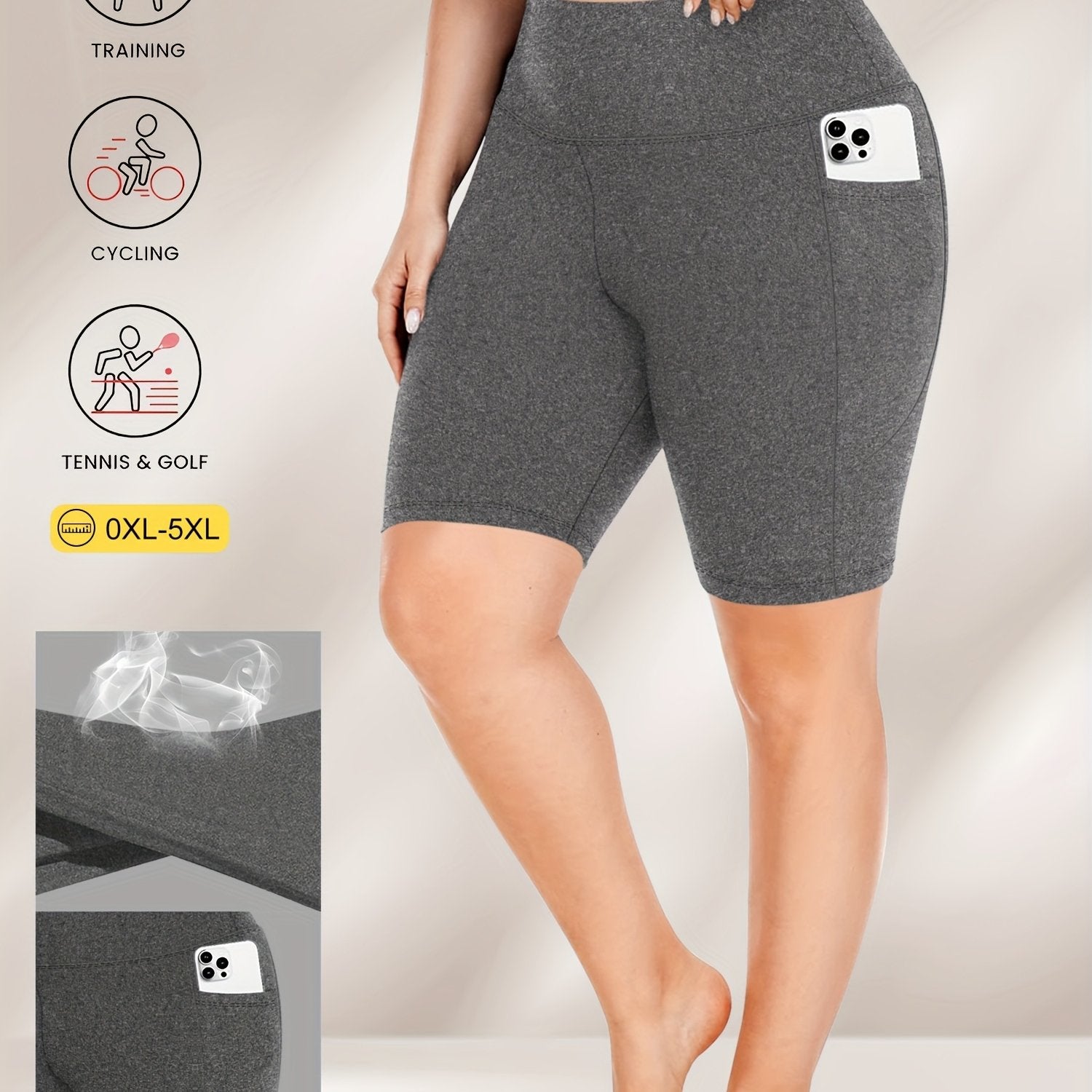 Women's High Waist Crescent Pocket Pants Drainage Style Large Size