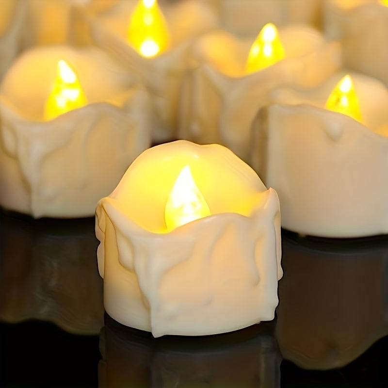 4 velas de té LED con batería, luz cálida blanca para decoración navideña
